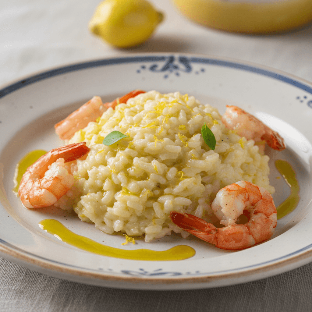 Risotto al limone e gamberi