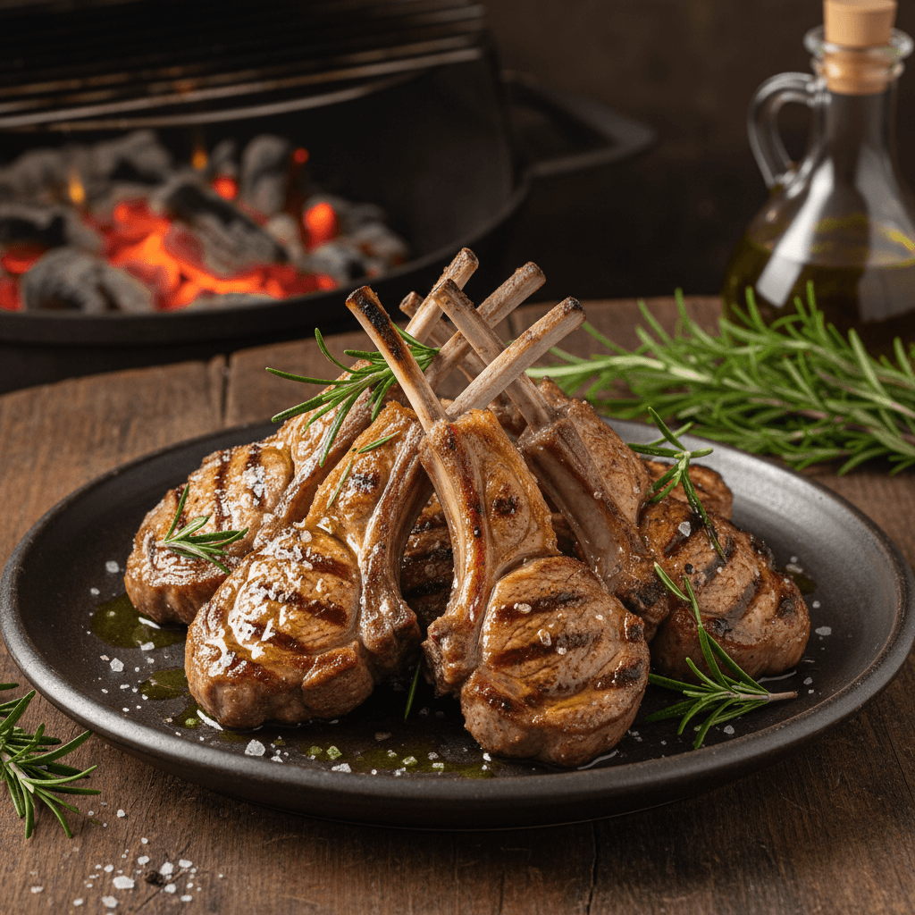 Costolette d'agnello con olio al rosmarino
